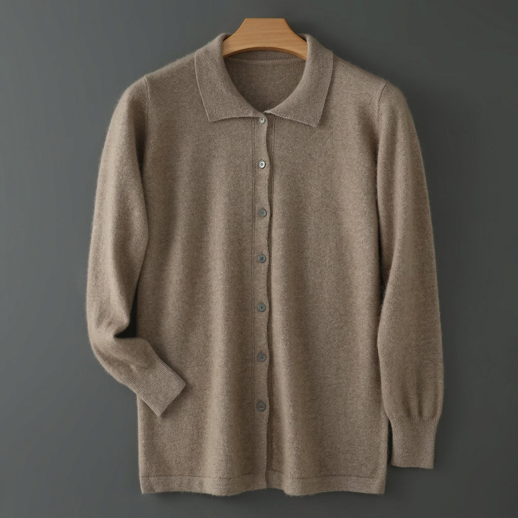 Cashmere Feel Cardigan Relaxed Fit Long Sleeve – Elara