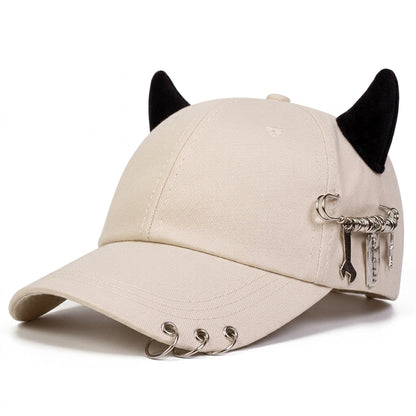 Fabric Blend Cap With Adjustable Strap And Embroidered Design – Merrin