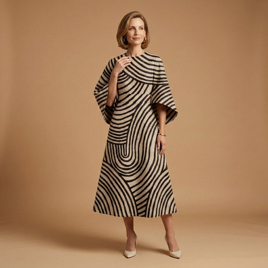 Women's Midi Dress Round Neck Tailored Fit – Celeste