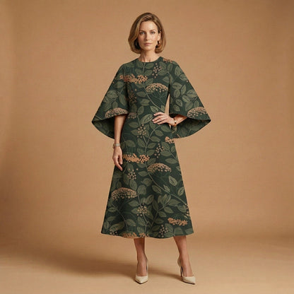 Women's Midi Dress Round Neck Tailored Fit – Celeste