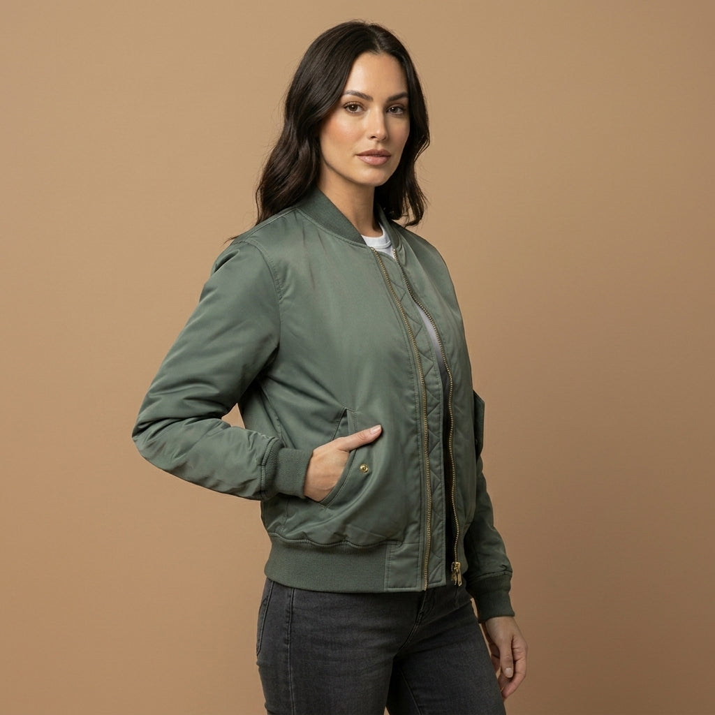 Bomber Jacket Modern Zip Ribbed Trim – Lucien