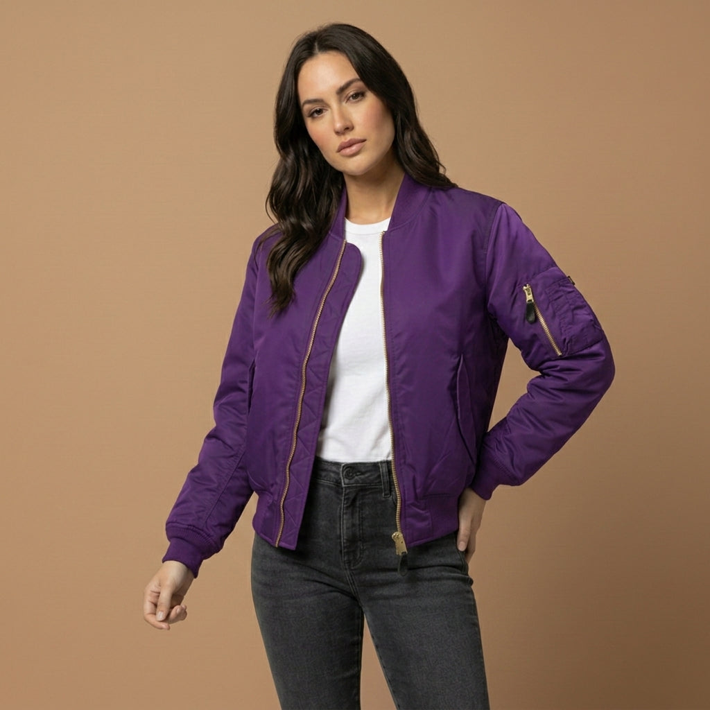Bomber Jacket Modern Zip Ribbed Trim – Lucien