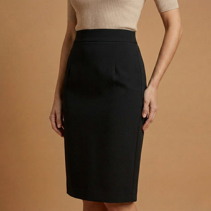 Women's High-Waisted Midi Skirt Elegant Fabric Blend – Celeste