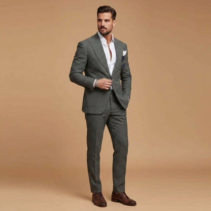 Men's Wool Blend Two-Piece Suit Notch Lapel Tailored – Laurent