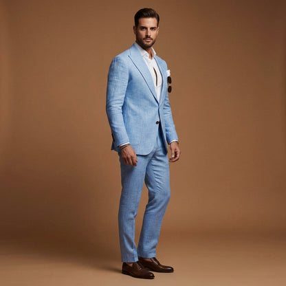Men's Wool Blend Two-Piece Suit Notch Lapel Tailored – Laurent