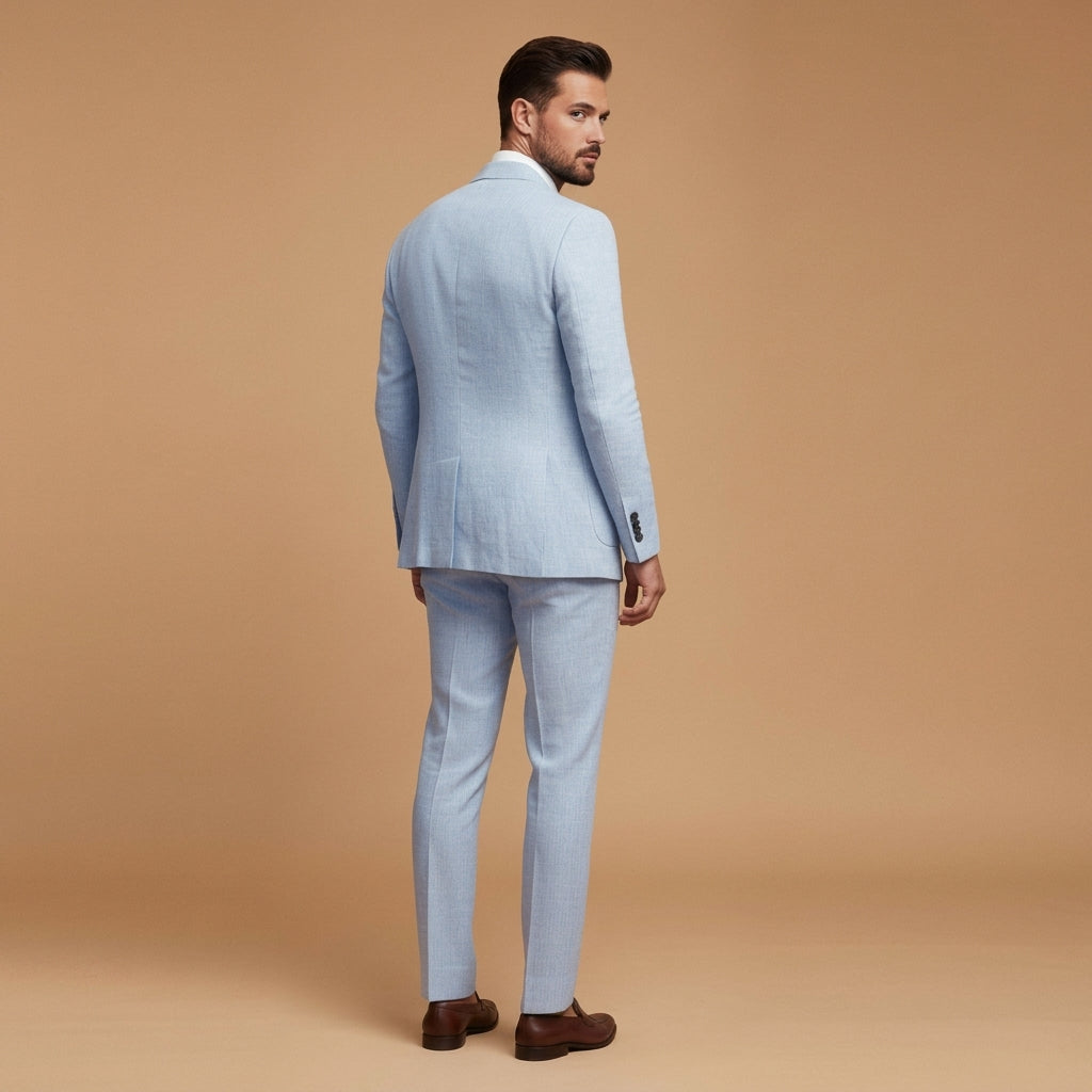 Men's Wool Blend Two-Piece Suit Notch Lapel Tailored – Laurent