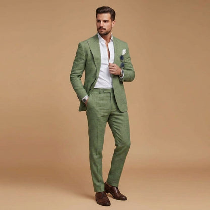 Men's Wool Blend Two-Piece Suit Notch Lapel Tailored – Laurent