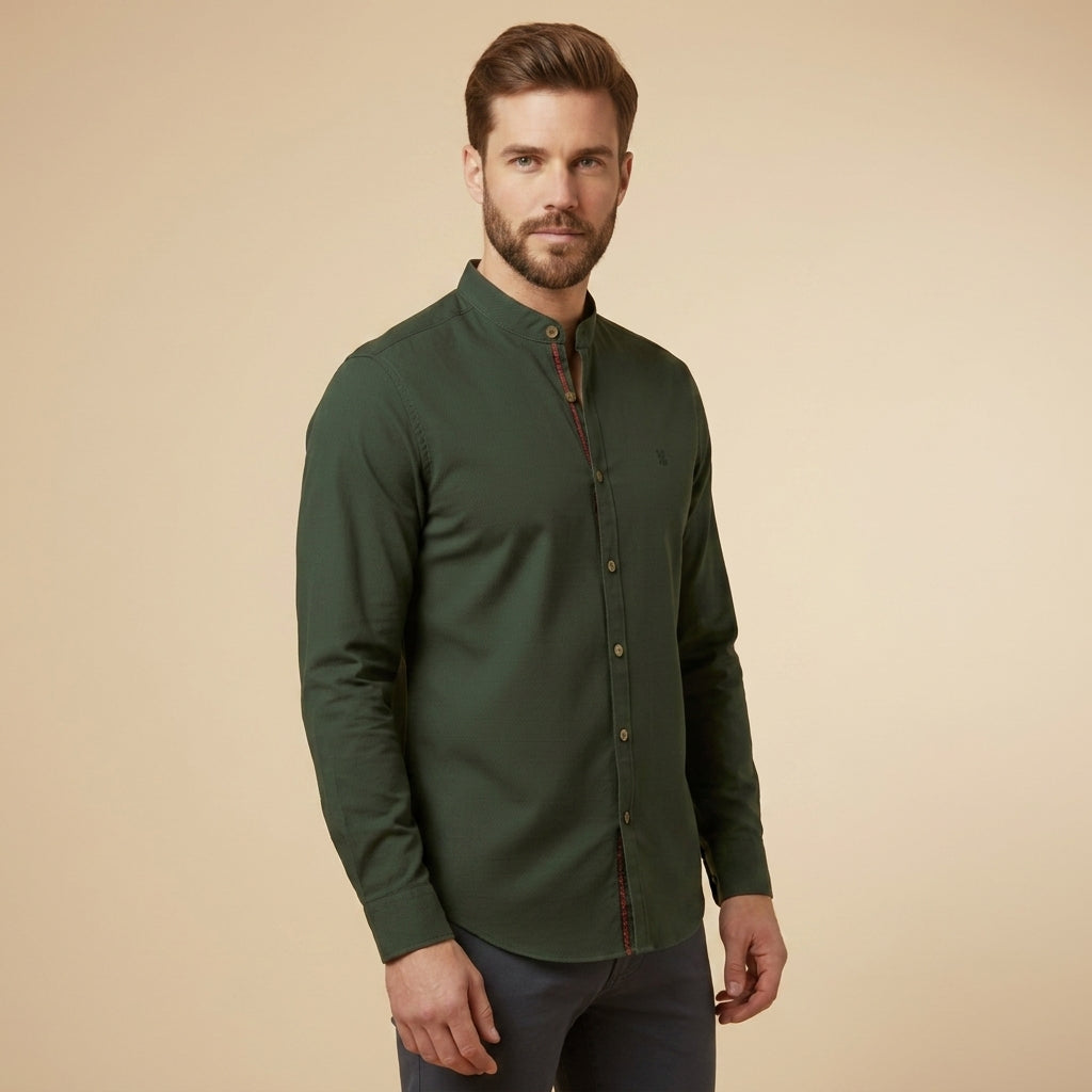 Stand Collar Shirt with Button Front – Celeste