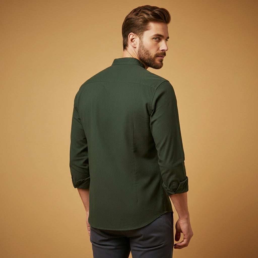 Stand Collar Shirt with Button Front – Celeste