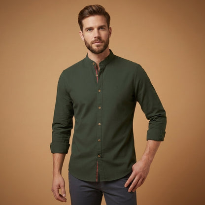 Stand Collar Shirt with Button Front – Celeste