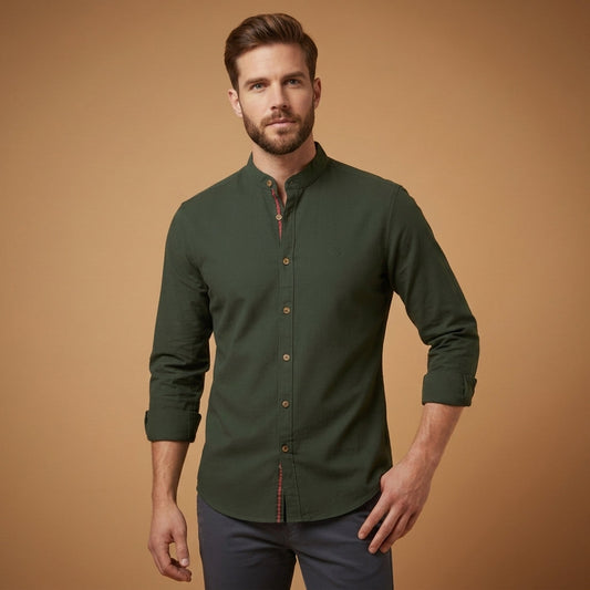 Stand Collar Shirt with Button Front – Celeste