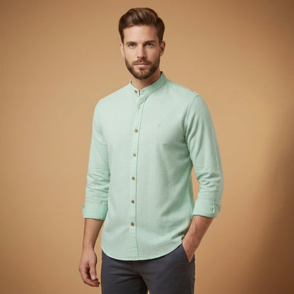 Stand Collar Shirt with Button Front – Celeste