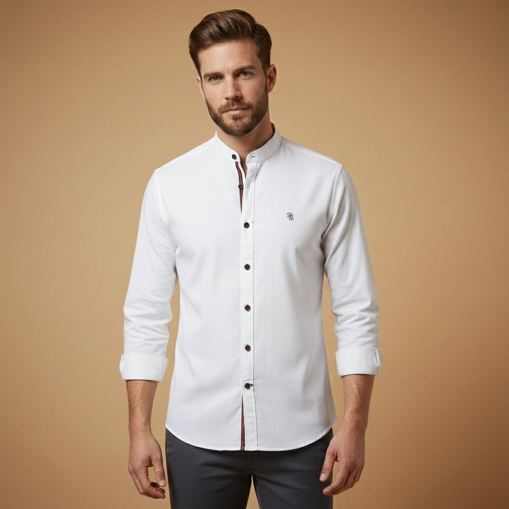 Stand Collar Shirt with Button Front – Celeste