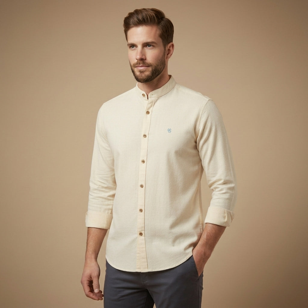 Stand Collar Shirt with Button Front – Celeste