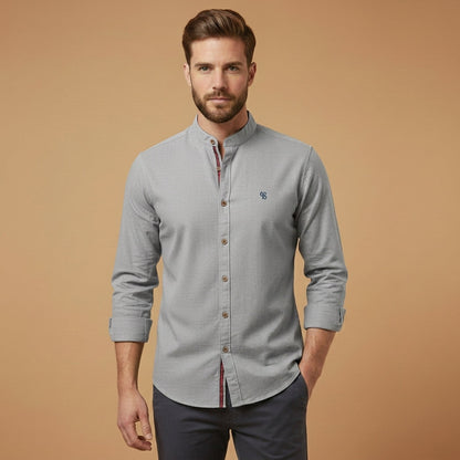 Stand Collar Shirt with Button Front – Celeste