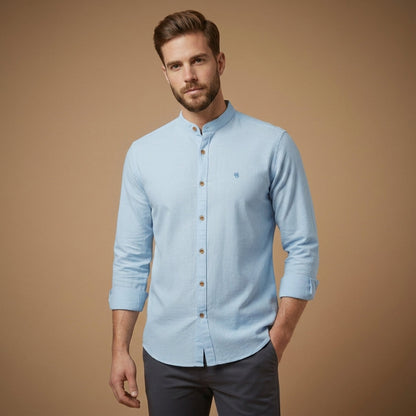 Stand Collar Shirt with Button Front – Celeste