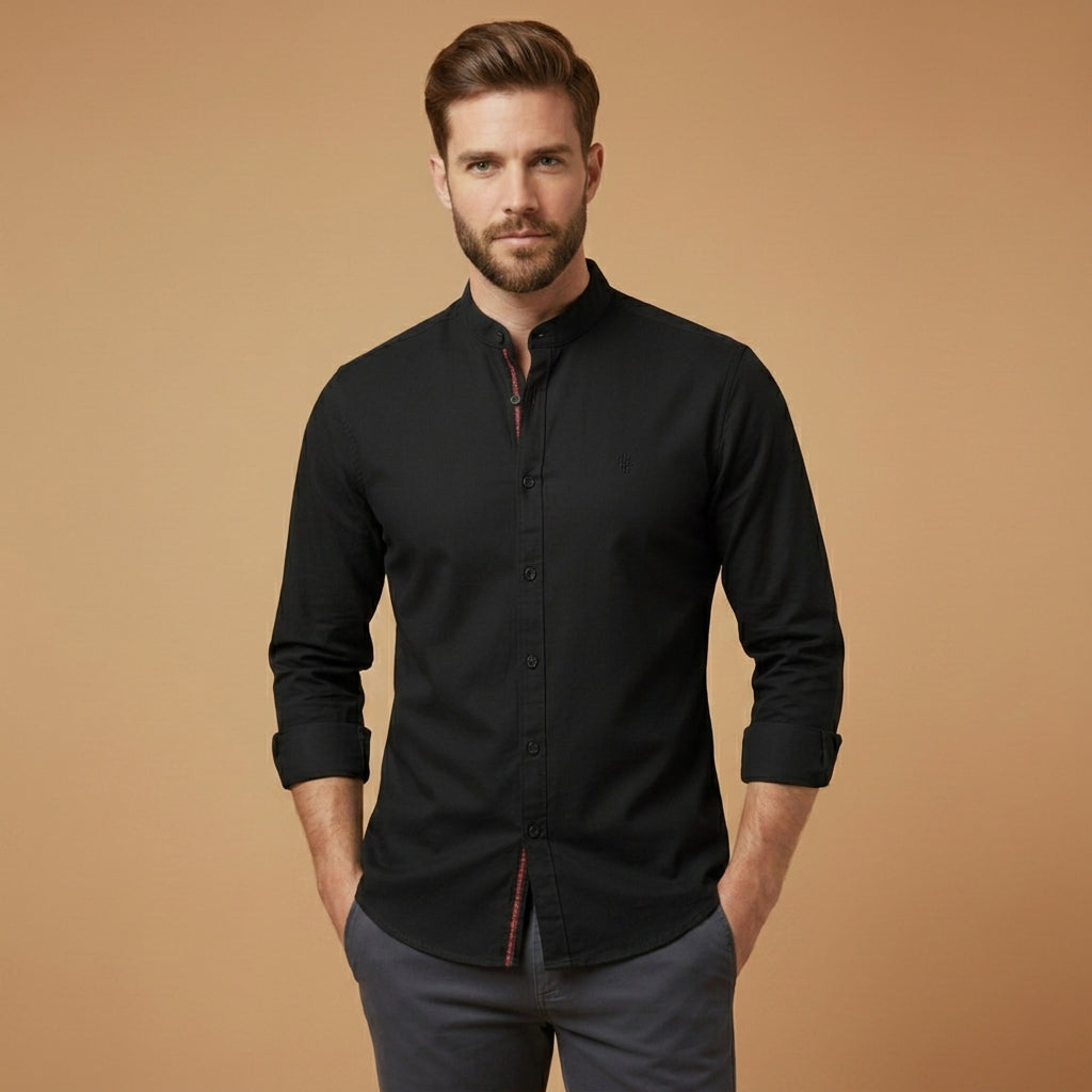 Stand Collar Shirt with Button Front – Celeste