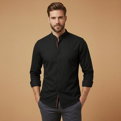 Stand Collar Shirt with Button Front – Celeste