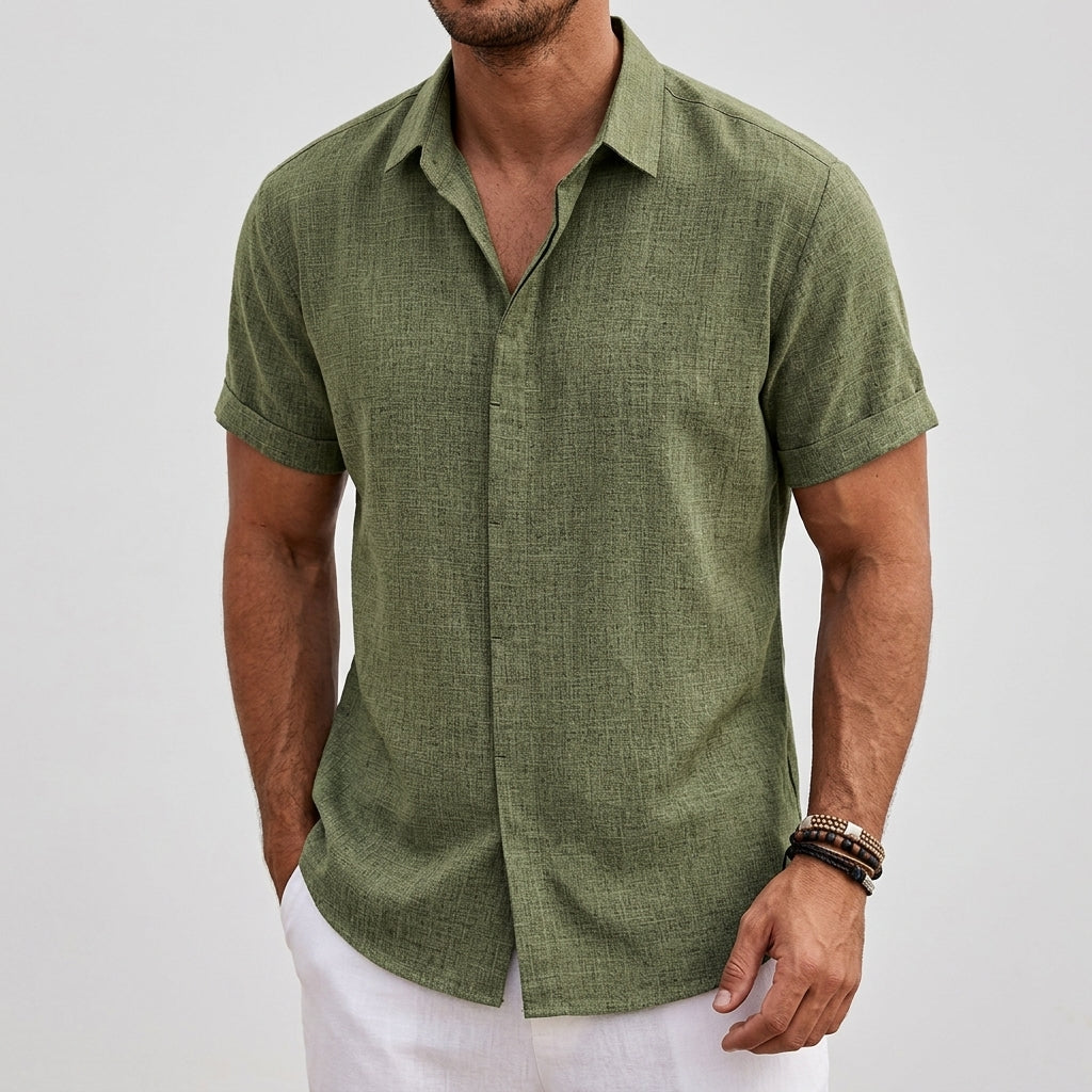 Short Sleeve Shirt Lightweight Linen Look Relaxed Fit – Marlowe