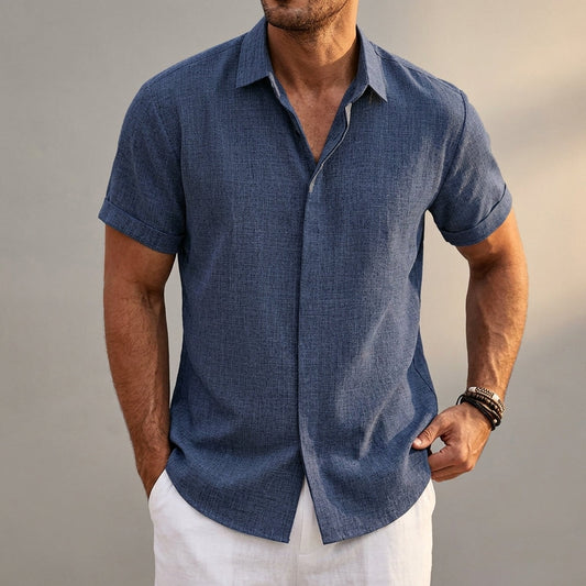 Short Sleeve Shirt Lightweight Linen Look Relaxed Fit – Marlowe