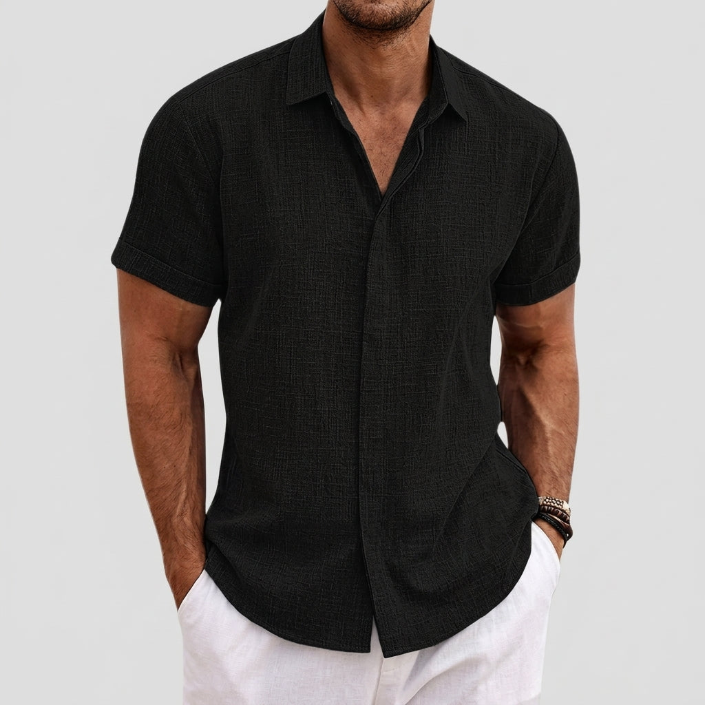 Short Sleeve Shirt Lightweight Linen Look Relaxed Fit – Marlowe