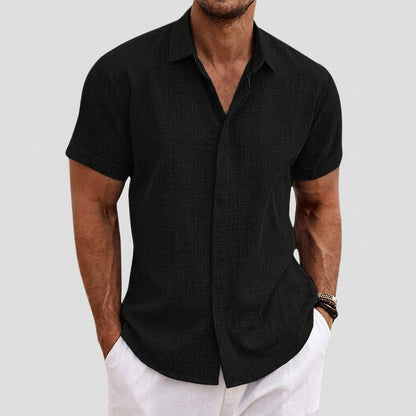 Short Sleeve Shirt Lightweight Linen Look Relaxed Fit – Marlowe
