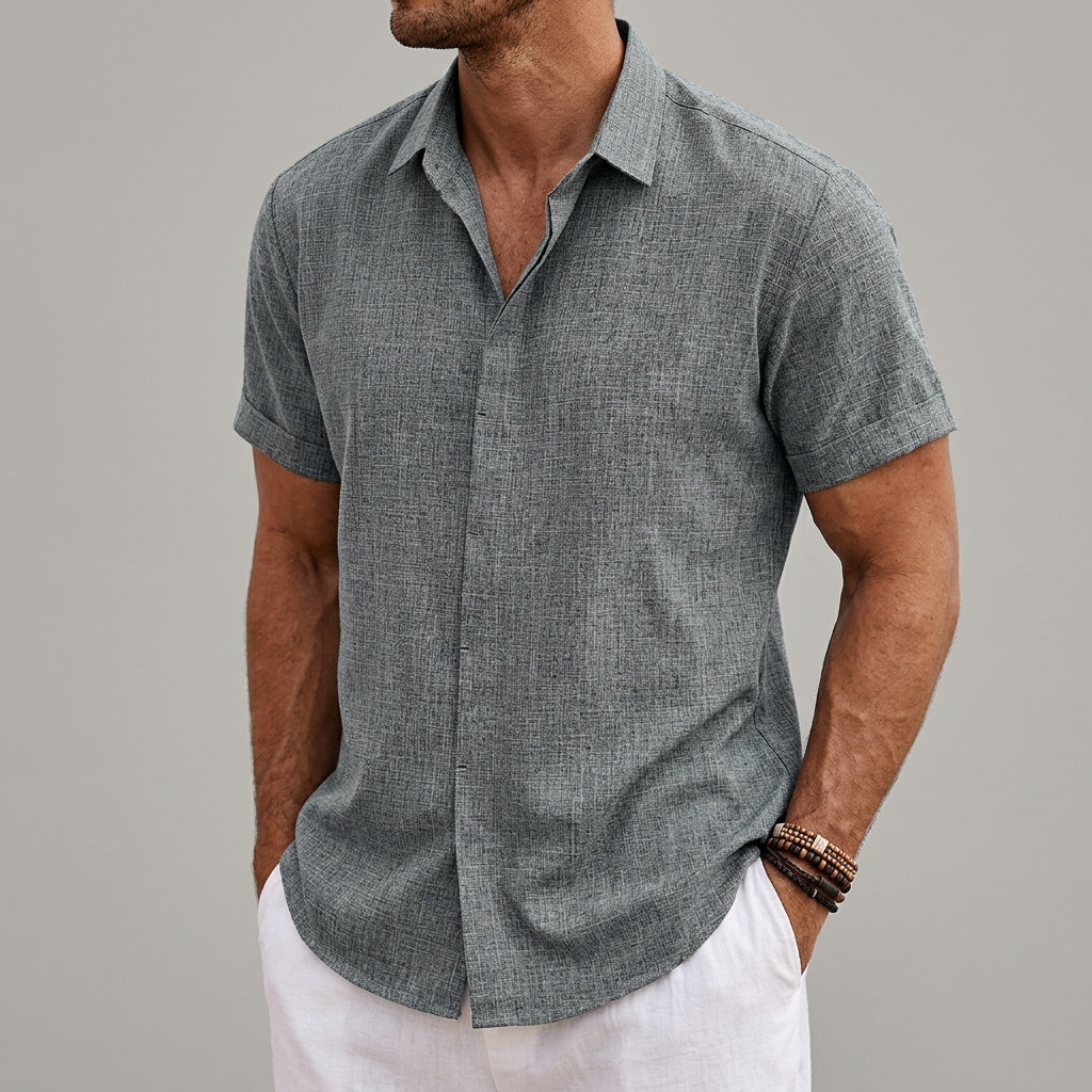Short Sleeve Shirt Lightweight Linen Look Relaxed Fit – Marlowe