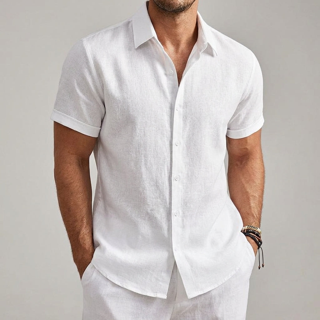 Short Sleeve Shirt Lightweight Linen Look Relaxed Fit – Marlowe