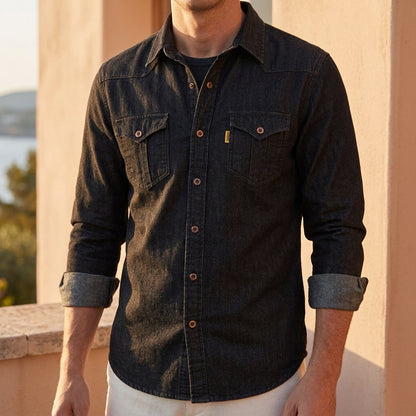 Black Denim Shirt Classic Comfortable Fit – Marlowe