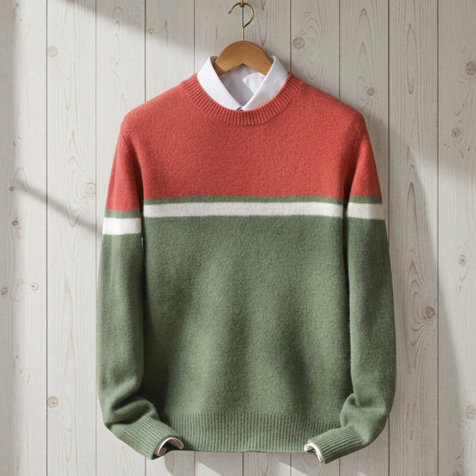 Wool Blend Crew Neck Sweater With Ribbed Trim – Marcel