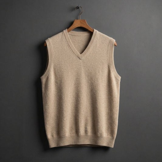 Cashmere Blend V-Neck Vest for Women, Elegant Layering – Elowen