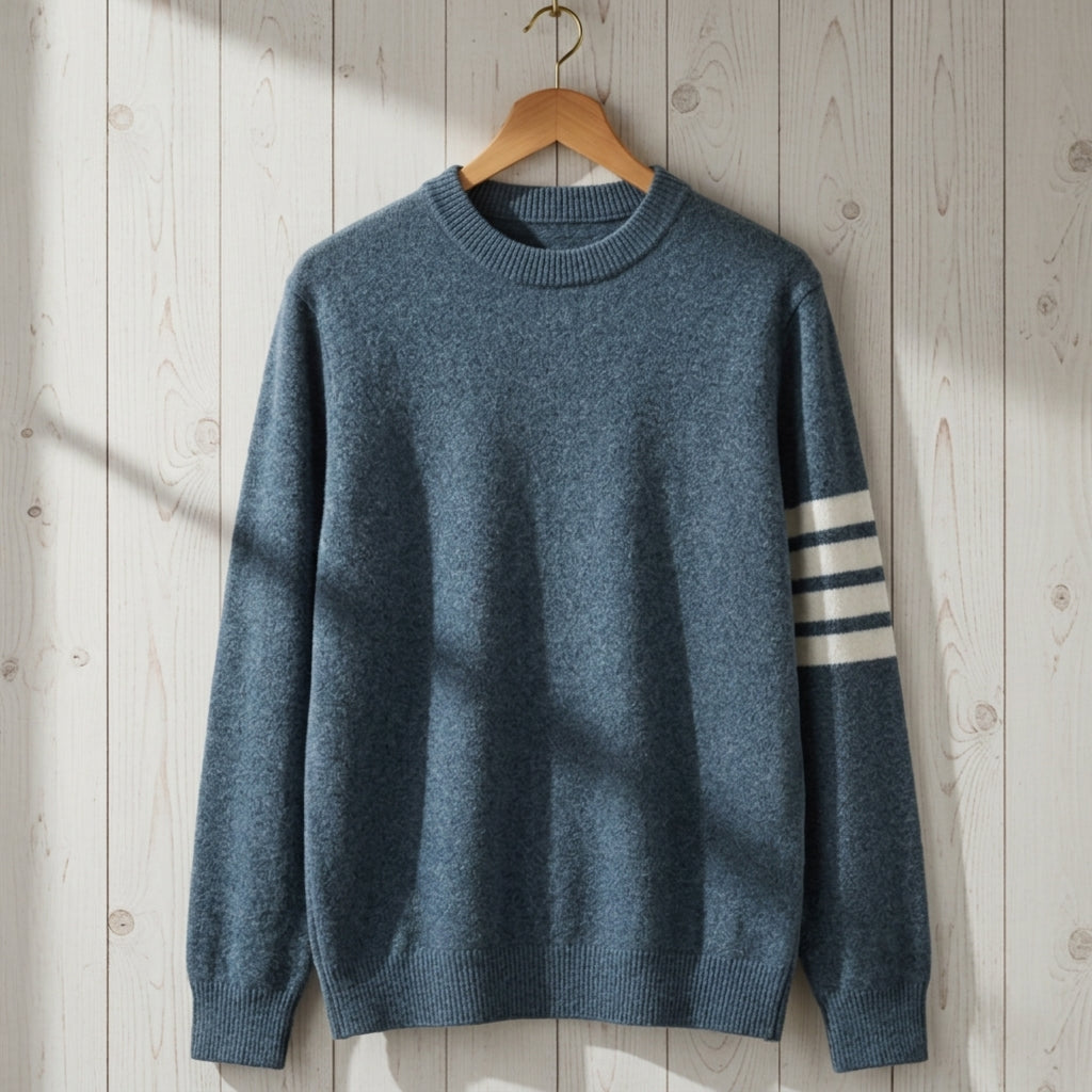 Women's Stripe-Sleeve Knit Sweater Cashmere Feel Crew Neck – Marlowe