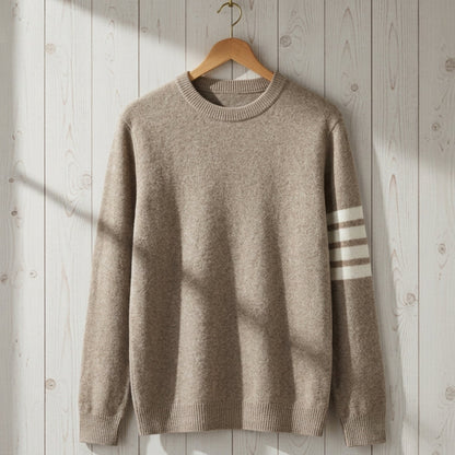 Women's Stripe-Sleeve Knit Sweater Cashmere Feel Crew Neck – Marlowe