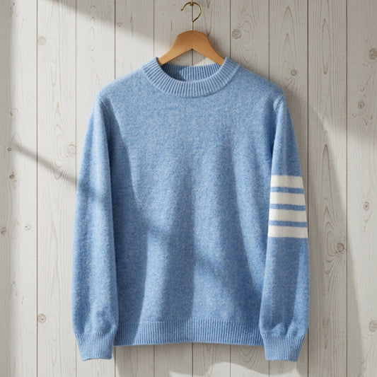 Women's Stripe-Sleeve Knit Sweater Cashmere Feel Crew Neck – Marlowe