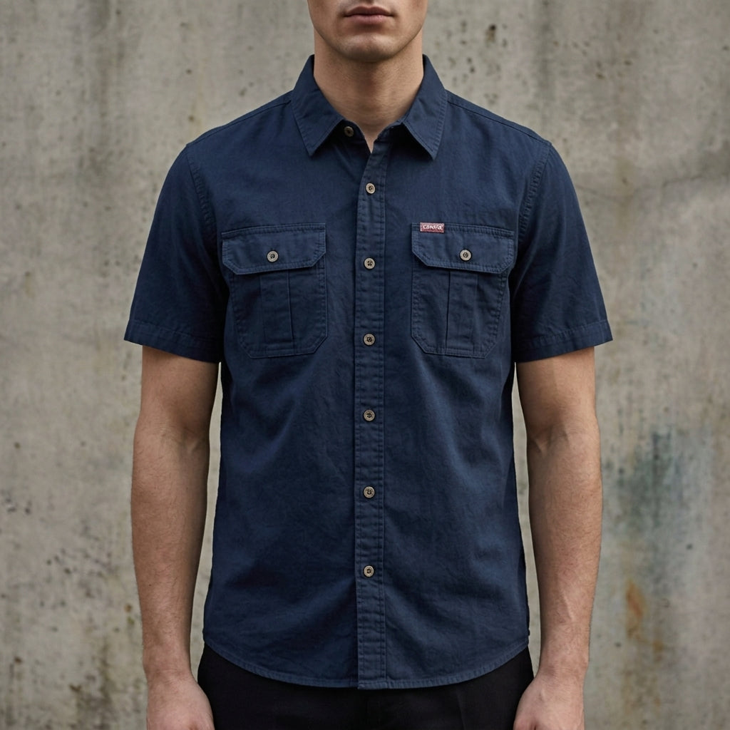 Short Sleeve Cotton Blend Shirt Breathable Casual Style – Marlowe