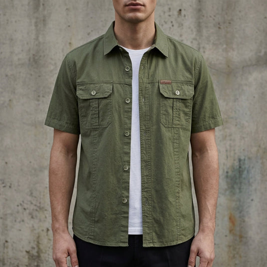 Short Sleeve Cotton Blend Shirt Breathable Casual Style – Marlowe