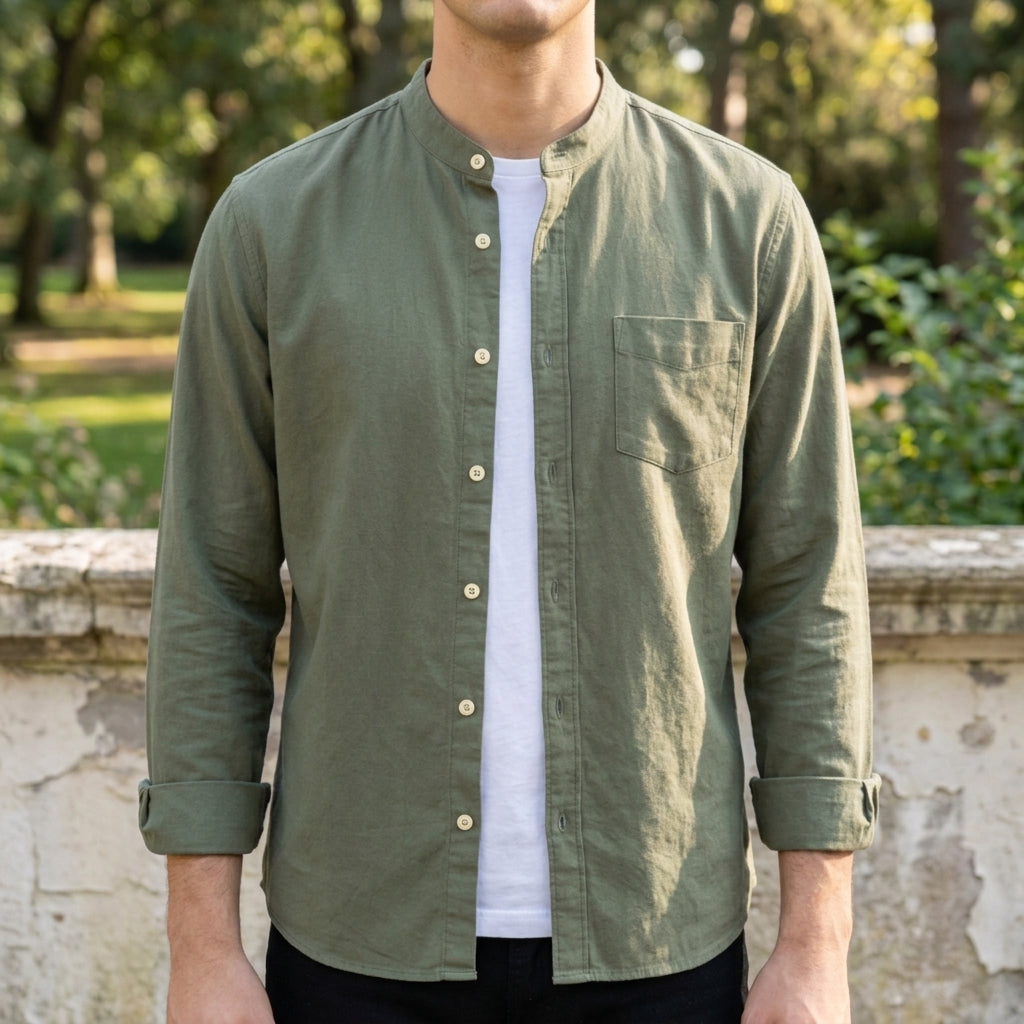Men's Cotton Blend Tailored Button-Up Shirt Long Sleeve – Matteo