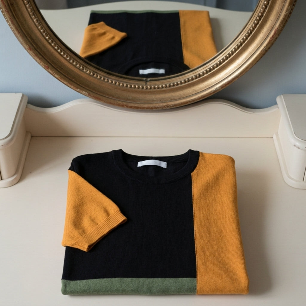 Cotton Blend Colour Block T-Shirt Relaxed Fit – Atelier