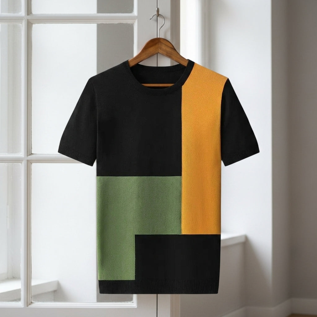 Cotton Blend Colour Block T-Shirt Relaxed Fit – Atelier