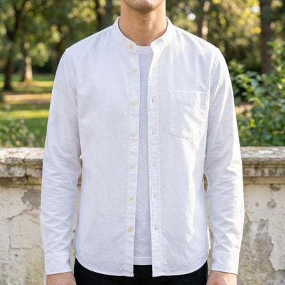Men's Cotton Blend Tailored Button-Up Shirt Long Sleeve – Matteo