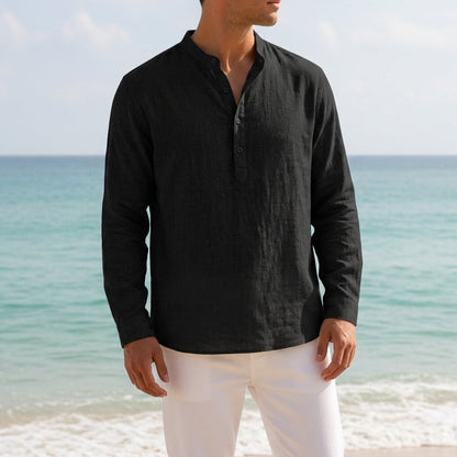 Women's Linen Blend Oversized Shirt Dropped Shoulder Long Sleeve – Serena