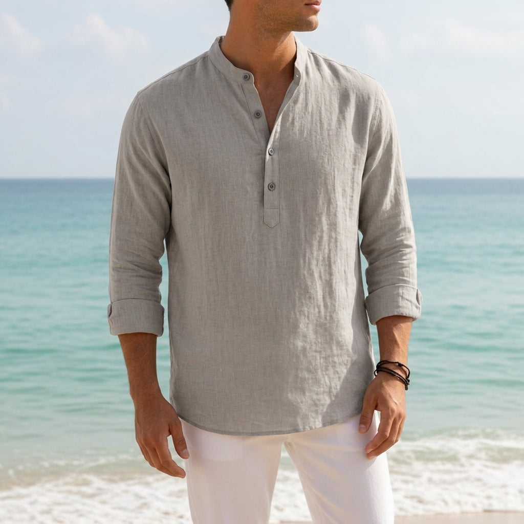 Women's Linen Blend Oversized Shirt Dropped Shoulder Long Sleeve – Serena
