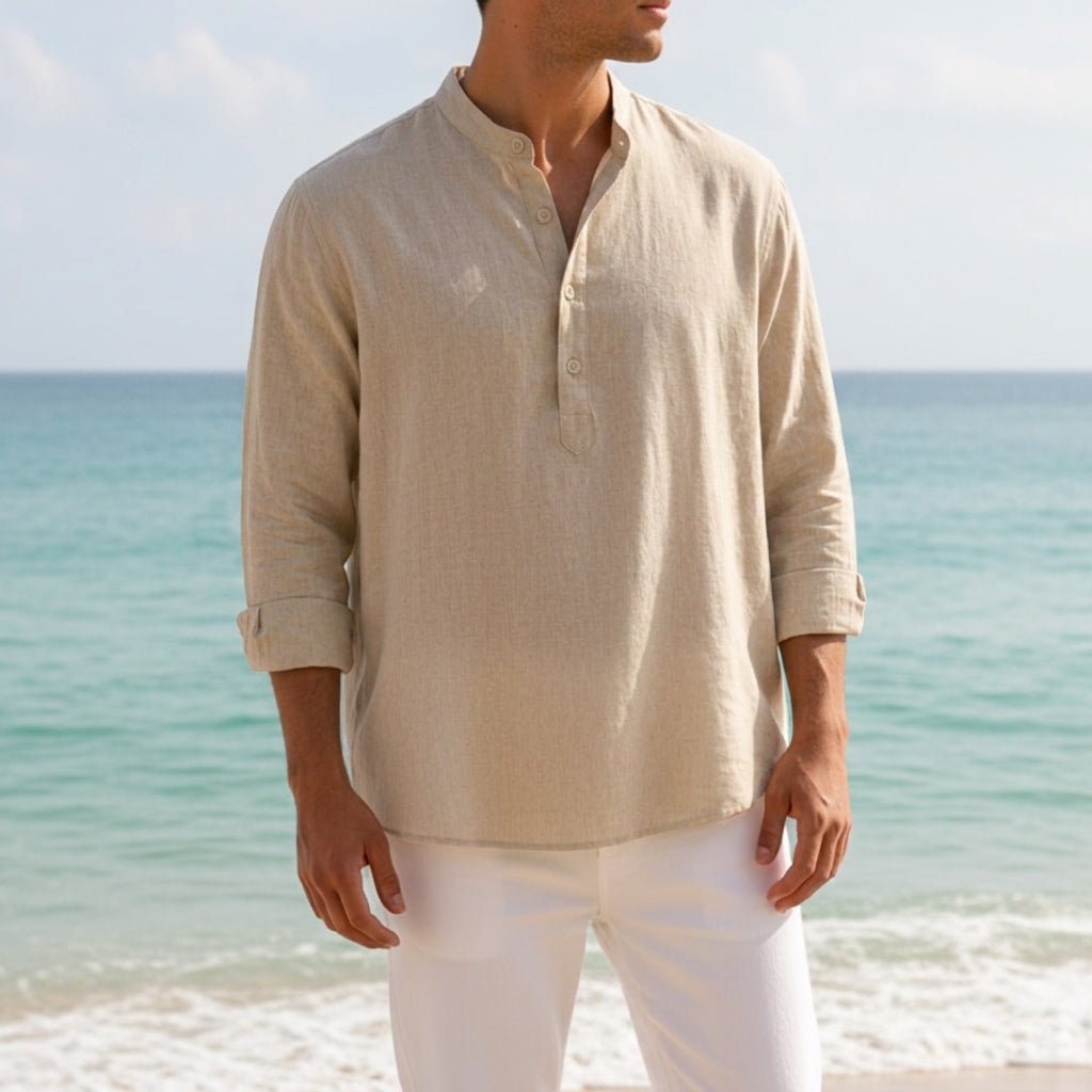 Women's Linen Blend Oversized Shirt Dropped Shoulder Long Sleeve – Serena