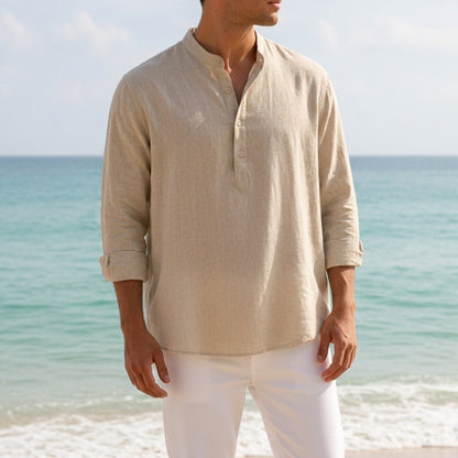 Women's Linen Blend Oversized Shirt Dropped Shoulder Long Sleeve – Serena