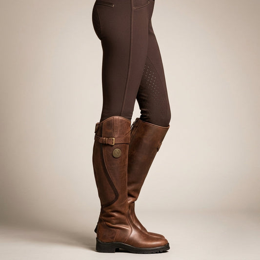 Leather Knee-High Riding Boots Faux Leather Traction Sole – Marlowe