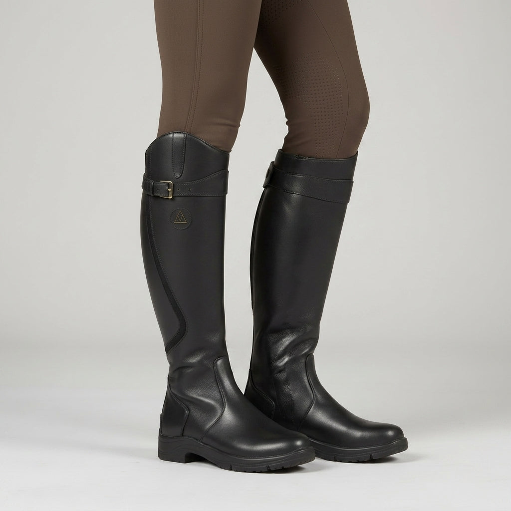 Leather Knee-High Riding Boots Faux Leather Traction Sole – Marlowe