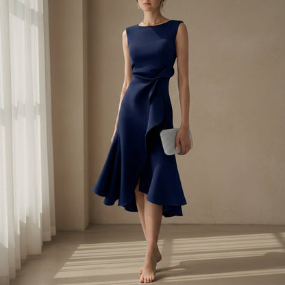 Women's Asymmetric Midi Dress Draped Sleeveless Style – Celeste