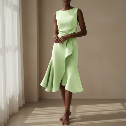 Women's Asymmetric Midi Dress Draped Sleeveless Style – Celeste