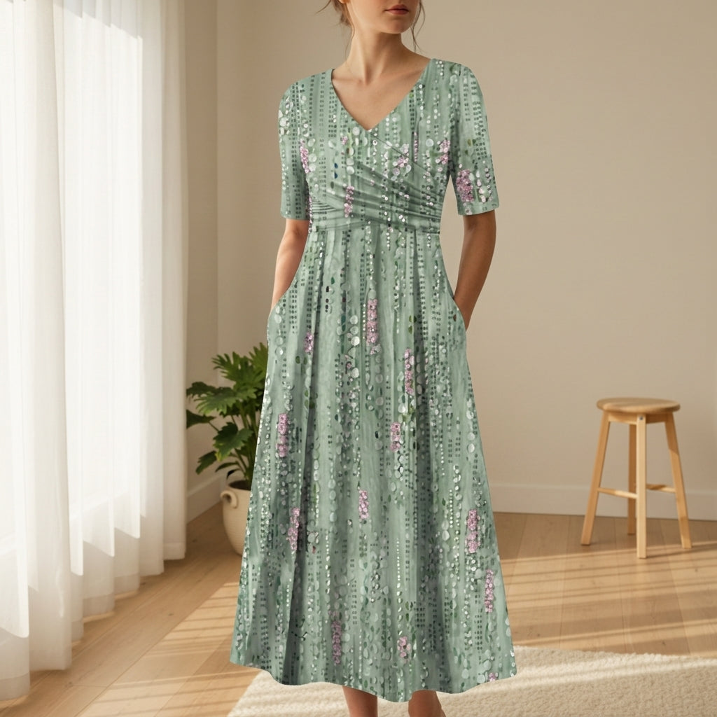 Women's Floral Midi Dress A Line Botanical Print Elegant Fit – Laurel