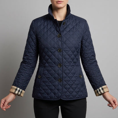 Quilted Jacket for Women Diamond Stitch Slim Fit Polyester – Elara